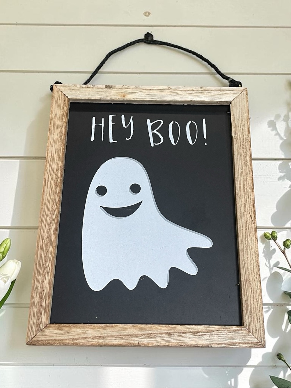 Hey Boo and Happy Halloween double sided chalkboard wall hanging decoration